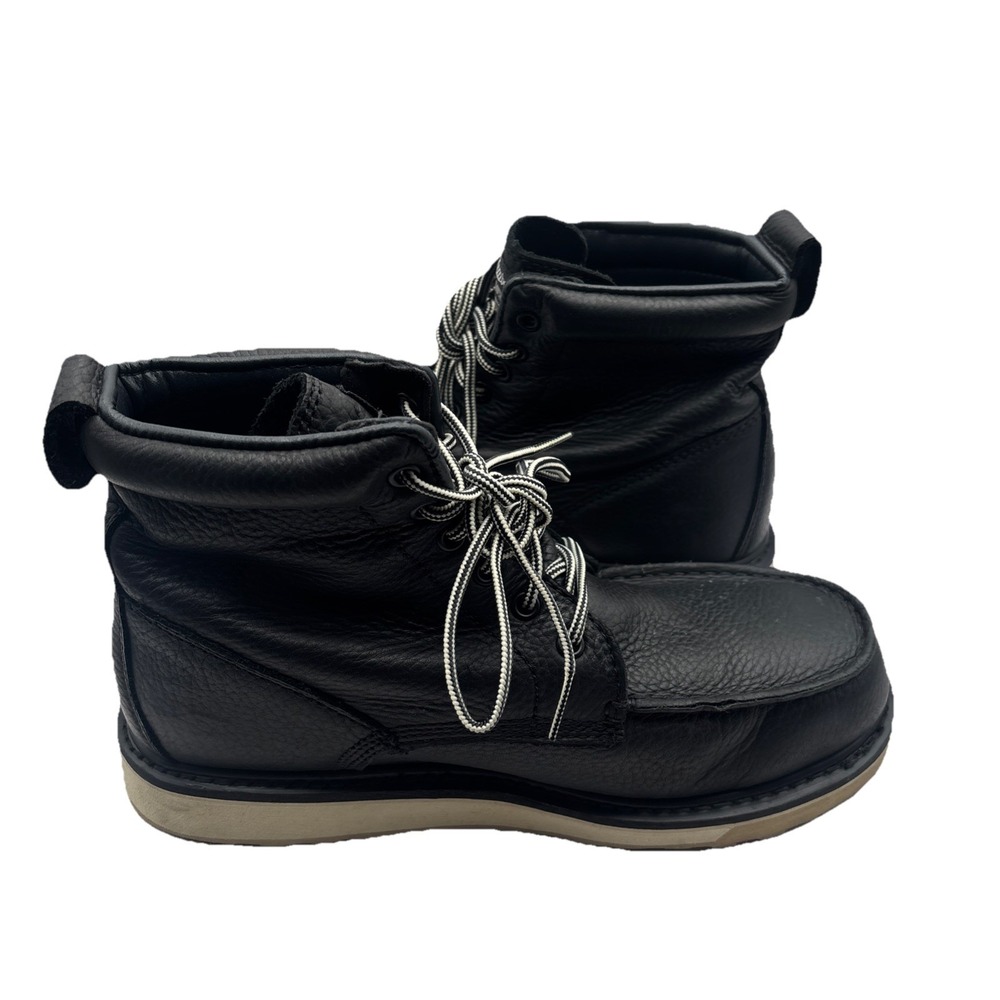 Timberland Pro Mens 9.5W Black‎ Leather Wedge 6" Soft Toe Boots Lace Up